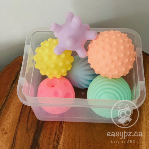 Ensemble de 6 balles en caoutchouc texturé pour le toucher